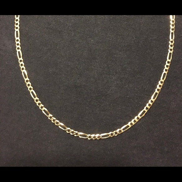 Gold Chain Figaro 18in 3mm .925 Italy Stamped - Picture 2 of 5